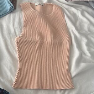 Aritzia Sculpt Knit Ribbed Full Length Top - Light Pink/Orange